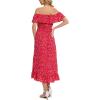 imageMoss Rose Womens Boho Spring Summer Maxi Dresses Off The Shoulder Floral Flowy Swing Casual Long DressRed