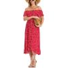 imageMoss Rose Womens Boho Spring Summer Maxi Dresses Off The Shoulder Floral Flowy Swing Casual Long DressRed