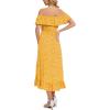 imageMoss Rose Womens Boho Spring Summer Maxi Dresses Off The Shoulder Floral Flowy Swing Casual Long DressYellow