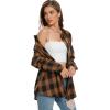 imageMoss Rose Womens Button Down Flannel Shirts Long Sleeve Plaid Shackets Business Casual Blouse TopBrown Black