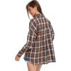 imageMoss Rose Womens Button Down Flannel Shirts Long Sleeve Plaid Shackets Business Casual Blouse TopBrown White