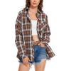 imageMoss Rose Womens Button Down Flannel Shirts Long Sleeve Plaid Shackets Business Casual Blouse TopBrown White