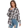imageMoss Rose Womens Button Down Flannel Shirts Long Sleeve Plaid Shackets Business Casual Blouse TopWhite Purple