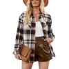imageMoss Rose Womens Casual Plaid Shackets Button Down Long Sleeve Jacket Coats ShirtsBrown