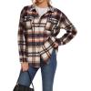 imageMoss Rose Womens Casual Plaid Shackets Button Down Long Sleeve Jacket Coats ShirtsBrown