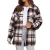 imageMoss Rose Womens Casual Plaid Shackets Button Down Long Sleeve Jacket Coats ShirtsBrown