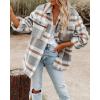 imageMoss Rose Womens Casual Plaid Shackets Button Down Long Sleeve Jacket Coats ShirtsGrey