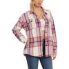 imageMoss Rose Womens Casual Plaid Shackets Button Down Long Sleeve Jacket Coats ShirtsPink