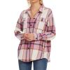 imageMoss Rose Womens Casual Plaid Shackets Button Down Long Sleeve Jacket Coats ShirtsPink