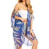 imageMoss Rose Womens Chiffon Long Kimono Beach Cover up for Summer Bathing Suits Cardigans Casual Loose SwimwearAblue