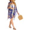 imageMoss Rose Womens Chiffon Long Kimono Beach Cover up for Summer Bathing Suits Cardigans Casual Loose SwimwearAnavy