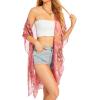 imageMoss Rose Womens Chiffon Long Kimono Beach Cover up for Summer Bathing Suits Cardigans Casual Loose SwimwearApeach Flower