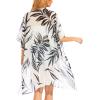 imageMoss Rose Womens Chiffon Long Kimono Beach Cover up for Summer Bathing Suits Cardigans Casual Loose SwimwearAwhite