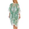imageMoss Rose Womens Chiffon Long Kimono Beach Cover up for Summer Bathing Suits Cardigans Casual Loose SwimwearBgreen