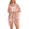 imageMoss Rose Womens Chiffon Long Kimono Beach Cover up for Summer Bathing Suits Cardigans Casual Loose SwimwearBmulticolor Flower