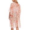 imageMoss Rose Womens Chiffon Long Kimono Beach Cover up for Summer Bathing Suits Cardigans Casual Loose SwimwearBmulticolor Flower