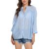 imageMoss Rose Womens Cover Up Shirt Crewneck Swimsuit Beach Bikini Beachwear Button Down Bathing SuitBlue