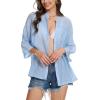 imageMoss Rose Womens Cover Up Shirt Crewneck Swimsuit Beach Bikini Beachwear Button Down Bathing SuitBlue