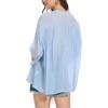 imageMoss Rose Womens Cover Up Shirt Crewneck Swimsuit Beach Bikini Beachwear Button Down Bathing SuitBlue
