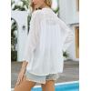 imageMoss Rose Womens Cover Up Shirt Crewneck Swimsuit Beach Bikini Beachwear Button Down Bathing SuitWhite