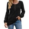 imageMoss Rose Womens Crew Neck Long Sleeve Tunic Shirts Casual Fall Winter Tops Lightweight SweatersBlack