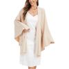 imageMoss Rose Womens Elegant Shawl Wraps Soft Open Front Poncho Sweater for Spring Fall WinterAbeige