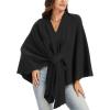 imageMoss Rose Womens Elegant Shawl Wraps Soft Open Front Poncho Sweater for Spring Fall WinterAblack