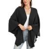 imageMoss Rose Womens Elegant Shawl Wraps Soft Open Front Poncho Sweater for Spring Fall WinterAblack
