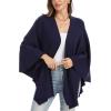 imageMoss Rose Womens Elegant Shawl Wraps Soft Open Front Poncho Sweater for Spring Fall WinterAnavy