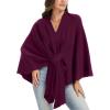 imageMoss Rose Womens Elegant Shawl Wraps Soft Open Front Poncho Sweater for Spring Fall WinterApurple