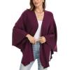 imageMoss Rose Womens Elegant Shawl Wraps Soft Open Front Poncho Sweater for Spring Fall WinterApurple