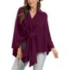 imageMoss Rose Womens Elegant Shawl Wraps Soft Open Front Poncho Sweater for Spring Fall WinterApurple