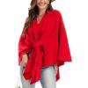 imageMoss Rose Womens Elegant Shawl Wraps Soft Open Front Poncho Sweater for Spring Fall WinterAred