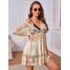 imageMoss Rose Womens Lace Bathing Suit Cover Up VNeck Coverups Swimwear Swimsuit Swim Beach Dress BeachwearBeige