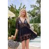 imageMoss Rose Womens Lace Bathing Suit Cover Up VNeck Coverups Swimwear Swimsuit Swim Beach Dress BeachwearBlack