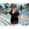 imageMoss Rose Womens Lace Bathing Suit Cover Up VNeck Coverups Swimwear Swimsuit Swim Beach Dress BeachwearBlack