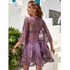 imageMoss Rose Womens Lace Bathing Suit Cover Up VNeck Coverups Swimwear Swimsuit Swim Beach Dress BeachwearPurple