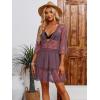 imageMoss Rose Womens Lace Bathing Suit Cover Up VNeck Coverups Swimwear Swimsuit Swim Beach Dress BeachwearPurple