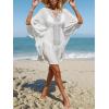 imageMoss Rose Womens Lace Bathing Suit Cover Up VNeck Coverups Swimwear Swimsuit Swim Beach Dress BeachwearZwhite L