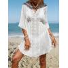 imageMoss Rose Womens Lace Bathing Suit Cover Up VNeck Coverups Swimwear Swimsuit Swim Beach Dress BeachwearZwhite L