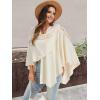 imageMoss Rose Womens Large Cross Front Poncho Sweater Wrap Topper Knitted Elegant Shawls Cape for Fall WinterAapricot