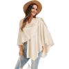 imageMoss Rose Womens Large Cross Front Poncho Sweater Wrap Topper Knitted Elegant Shawls Cape for Fall WinterAbeige