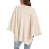 imageMoss Rose Womens Large Cross Front Poncho Sweater Wrap Topper Knitted Elegant Shawls Cape for Fall WinterAbeige