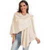 imageMoss Rose Womens Large Cross Front Poncho Sweater Wrap Topper Knitted Elegant Shawls Cape for Fall WinterAbeige