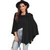 imageMoss Rose Womens Large Cross Front Poncho Sweater Wrap Topper Knitted Elegant Shawls Cape for Fall WinterAblack