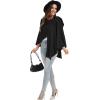 imageMoss Rose Womens Large Cross Front Poncho Sweater Wrap Topper Knitted Elegant Shawls Cape for Fall WinterAblack