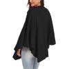 imageMoss Rose Womens Large Cross Front Poncho Sweater Wrap Topper Knitted Elegant Shawls Cape for Fall WinterAblack