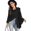 imageMoss Rose Womens Large Cross Front Poncho Sweater Wrap Topper Knitted Elegant Shawls Cape for Fall WinterAblack