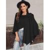 imageMoss Rose Womens Large Cross Front Poncho Sweater Wrap Topper Knitted Elegant Shawls Cape for Fall WinterAblack