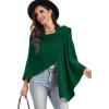 imageMoss Rose Womens Large Cross Front Poncho Sweater Wrap Topper Knitted Elegant Shawls Cape for Fall WinterAgreen